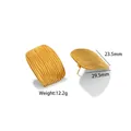 Detailed view of 29.5x23.5mm irregular gold stud earrings with a rippled metal texture - Ripple Brushed Square Style (YYE023547)