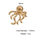 Anillo abierto de pulpo único en acero inoxidable chapado en oro de 18k estilo marino - Dorado