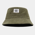 Close-up of olive green corduroy fabric and Brooklyn patch on the vintage bucket hat - M (56-58cm) / Army Green