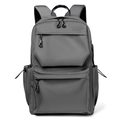 Mochila de negocios de nylon gris de gran capacidad con compartimentos con cremallera - Gris