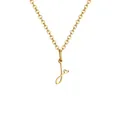 Golden stainless steel letter J necklace with a small heart detail on a link chain - Letter J