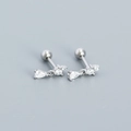 Orecchini a perno in argento 925 con zircone a goccia scintillante e chiusura a sfera - Argento 925 / Oro Bianco