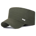 Army green cotton cadet cap with silver metal Sport badge and curved brim for outdoor wear - Adjustable / Army Green