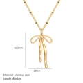 Collar con colgante de lazo de acero inoxidable dorado, cadena 45cm y dimensiones - Cadena de bolas