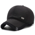 Gorra de béisbol de invierno acolchada para hombre con diseño de rombos y orejeras - Ajustable / Negro