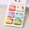 Set of six matte bow hair clips in assorted macaron colors displayed on a card - Ribbon Bow Style / 6-Piece Set