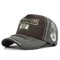 Vintage washed baseball cap in brown and green with 1959 3D embroidery detail - Adjustable / Green & Coffee