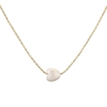 Minimalist gold chain necklace with a creamy white heart ceramic bead pendant - White Heart + Copper