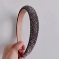 Sparkly dark rhinestone headband with thick sponge base for high cranial top look - Classic Black