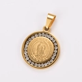 Collar chapado en oro 18k con diamantes y colgante de Nuestra Señora de Guadalupe - Tono Oro Solo Colgante