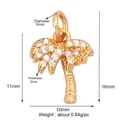 Gold plated coconut tree pendant with white crystals and circular hanging loop - Coconut Tree Model A / Gold