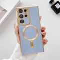 Blue MagSafe case for Samsung S23 Ultra with gold magnetic ring and metallic accents - Sierra Blue / S25 PLUS