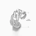 Adjustable silver stainless steel cuban link ring with polished finish in 1.7cm width - Steel Ring 166