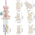 Kit scacciapensieri pasquale fai-da-te in legno con tubi colorati e varie forme di conigli - Kit Scacciapensieri Coniglio 12 Pezzi