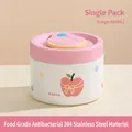 Pink 680ml vacuum insulated stainless steel lunch box with cute apple illustration - 680ML / Large Apple