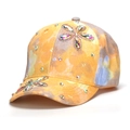 Orangefarbene Kinder-Baseballkappe mit bunten Strassblumen und abstrakten Mustern - 52-54 / Orange Gelb (A)