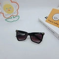 Fashionable oversized black square sunglasses with purple gradient lenses and gold rivets - Black