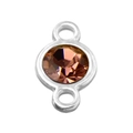 Conector de piedra de nacimiento ámbar con base plateada y anillos dobles para joyería - Violeta Claro