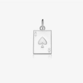 S925 sterling silver Ace of Spades poker pendant with silver finish for necklace - Silver-Ace of Spades