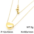 Collier avec pendentif cœur en acier inoxydable plaqué or 18k et chaîne à maillons - Collier Or (KN290520-Z)
