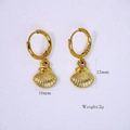 Summer ocean series 14K gold plated shell hoop earrings, 12mm scallop pendant - Shell 5