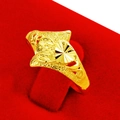 Elegant gold-plated open ring featuring a heart design on a luxury red velvet background - Bowknot Heart Style (J111518)