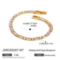 Dimensioni dettagliate del bracciale in acciaio inossidabile 18K con zirconi - Bracciale in Zircone Bianco Rettangolare Oro (JDB0305007-WT)