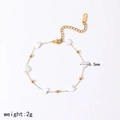 Minimalist 18k gold plated stainless steel bracelet with 6.5mm white heart beads - White Heart Bracelet (TB3402)
