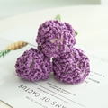 Handmade crochet bouquet with three purple yarn flowers and green stems for gift decor - Carnation Dark Purple