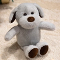 Gray plush puppy toy doll with brown details sitting on a soft white carpet rug - Grey Dog (Naked) / Gray