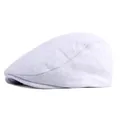 Classic white knitted flat cap for men and women featuring premium double stitching - Adjustable / Off-White
