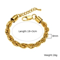 Details des 8mm goldenen Kordelketten-Armbands mit Karabinerverschluss und Verlängerung - 8mm--19+3CM / Gold