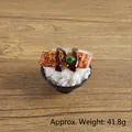 Realistic unagi donburi food miniature with grilled eel and rice in a black bowl - Eel Sushi - No Hook / 5CM Diameter