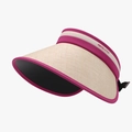 Visiera parasole rosa e beige con rivestimento anti-UV e tesa in paglia intrecciata - Rosso Rosa