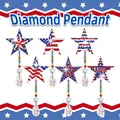 DIY 5D diamond star-shaped wind chime set with American flag patterns and crystal drops - DZ-8 US Flag Stars