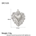 Close-up of heart-shaped stainless steel locket showing 40mm x 31mm product dimensions - Silver Baroque Heart Embossed (DFC122S)