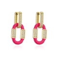 Orecchini placcati oro 18K con smalto fucsia e micro-pavé di zirconi scintillanti - Rosa Rosso