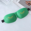 Green 3D sleep eye mask with golden eyelash pattern and comfortable elastic headband - Gold Stamping Eyelash Style / Green