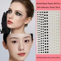420pcs self-adhesive black and white pearl face stickers in 3mm 4mm 5mm sizes - Black Pearl Mixed