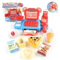 Blue and red supermarket checkout toy set with scanner, credit card and fake play food - Blue and Red Cash Register Deluxe Set Bagged (333-2K)