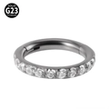 G23 titanium nose ring with clear zircon inlay and polished silver finish - 0.8x6mm / Steel