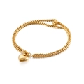 Elegante bracciale a doppio strato in acciaio inossidabile dorato con ciondolo a cuore - Stile Cuore Liscio Dorato (KB130345-Z)