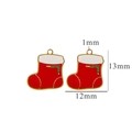 Christmas stocking charm in red 18K gold plated stainless steel, 13mm size - Red Christmas Sock