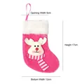 Pink velvet Christmas stocking with reindeer design and white faux fur trim, 17cm height - Pink Reindeer