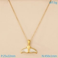 Minimalist golden fishtail necklace with white mother of pearl inlay and thin chain - Gold