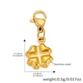 Ciondolo a quadrifoglio in acciaio inossidabile placcato oro 18k con gancio 0,5g - Ciondolo a Stella Geometrico Dorato (Ciondolo Solo (Senza Catena)) / 1.4x2.0cm / Oro