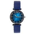 Orologio al quarzo da donna con quadrante blu sfumato e cinturino blu elastico a maglie - Blu scuro