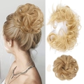 Moño postizo rubio dorado para mujer con textura de pelo sintético rizado - 27-613# (Mezcla de Rubio)