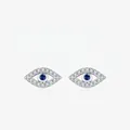 Orecchini a lobo occhio di Allah in argento 925 con zirconi blu e bianchi scintillanti - Argento sterling 925