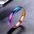 Rainbow gradient stainless steel ring with a smooth arched surface in colorful finish - US 5 / 4mm Width / Colorful